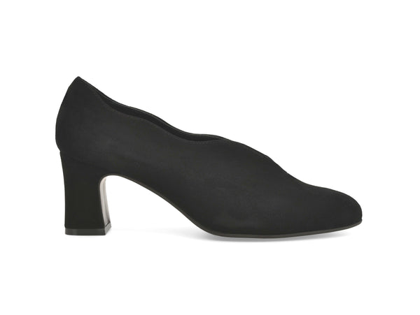 Melluso Décolleté Nera in Camoscio con Scollo a V e Tacco Largo X5222Z-251806